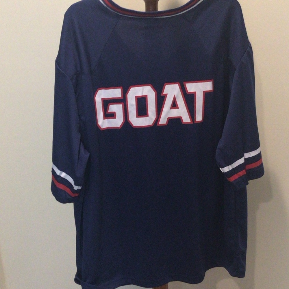 Dark Blue Jersey with Red and White Details GOAT on back